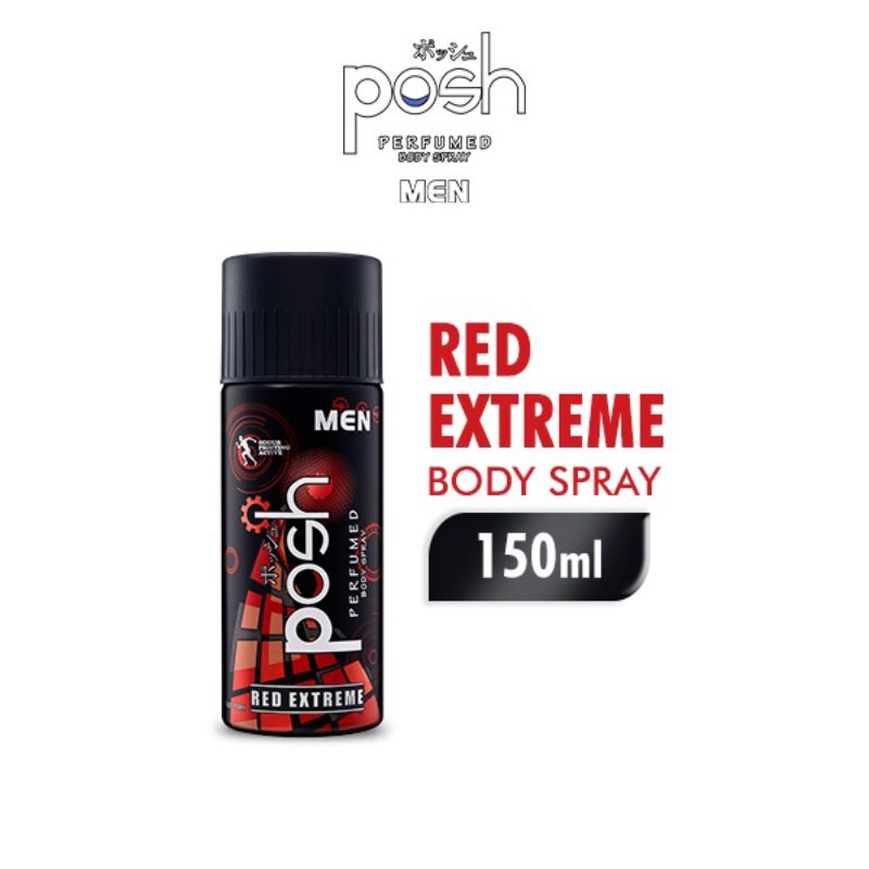 Jual POSH MEN PERFUMED BODY SPRAY RED EXTREME 150ml | Shopee Indonesia