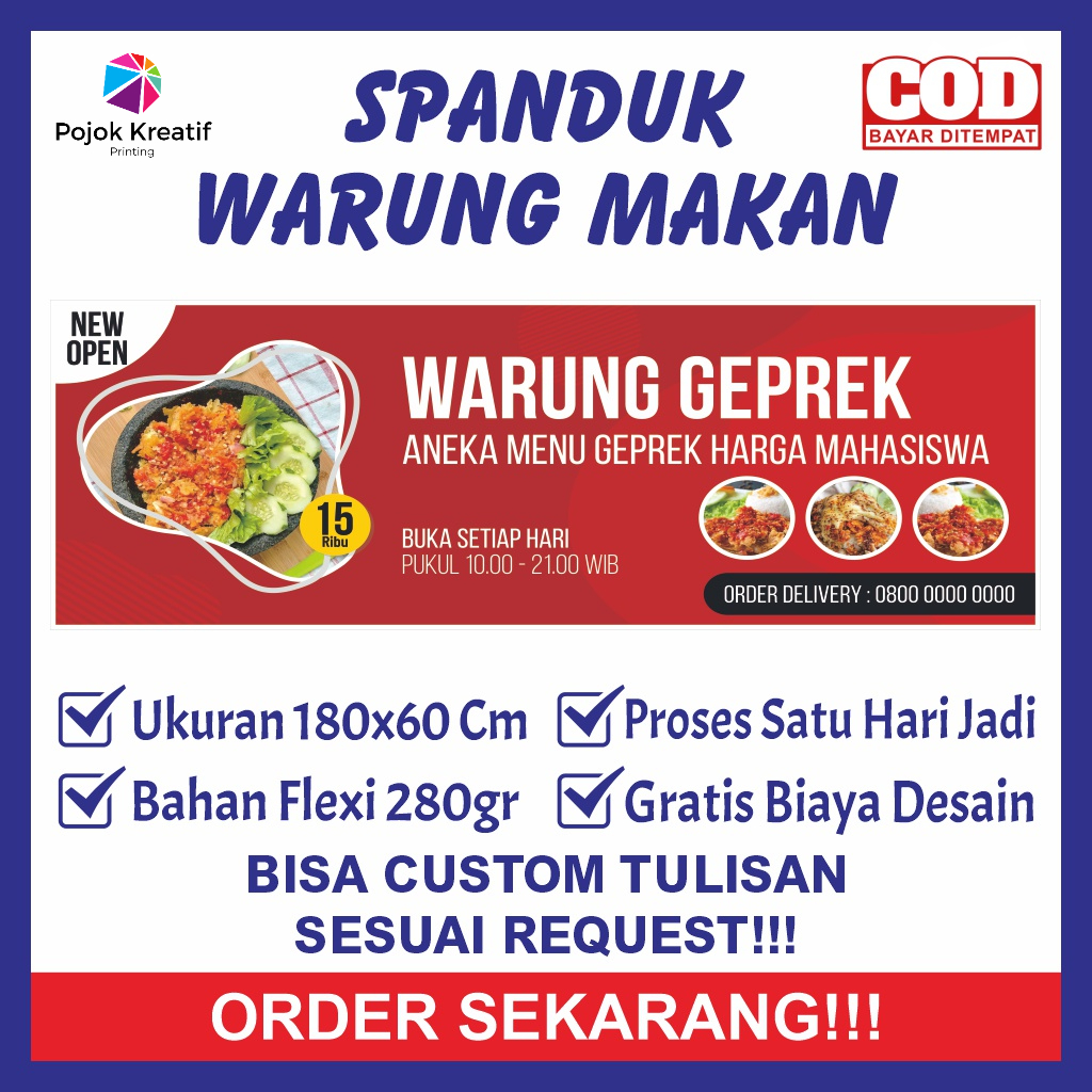 Jual Spanduk Sepanduk Banner Baner Bener Backdrop Promosi Usaha Warung Warteg Makanan Makan Nasi