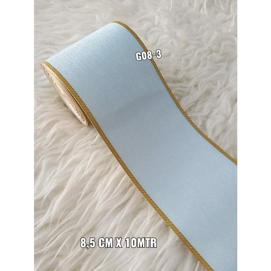Jual WALLPAPER BORDER LIST POLOS BIRU SOFT LIS GOLD TEKSTUR | Shopee ...