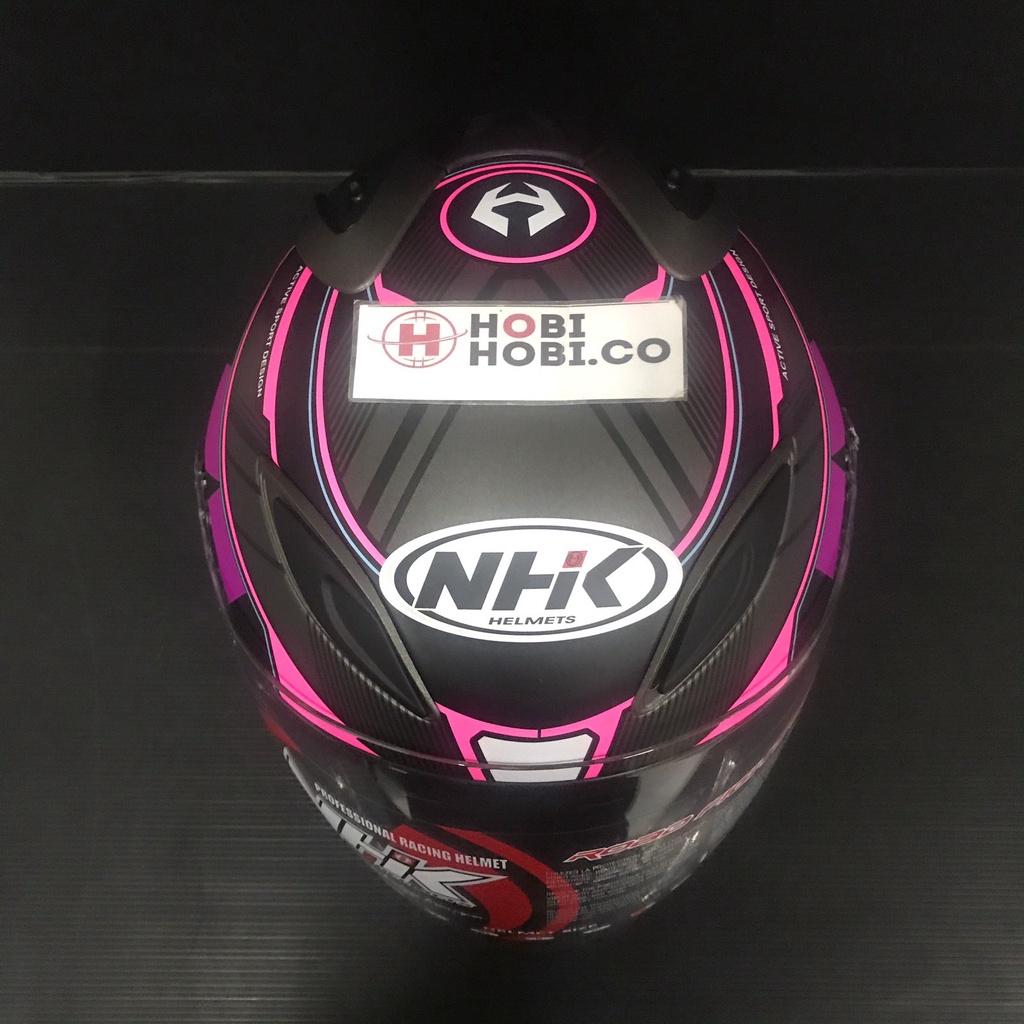 Jual HELM NHK R6 MOTIF HALFFACE WAVE BLACK DOFF PINK HELM NHK R 6 MOTIF ...
