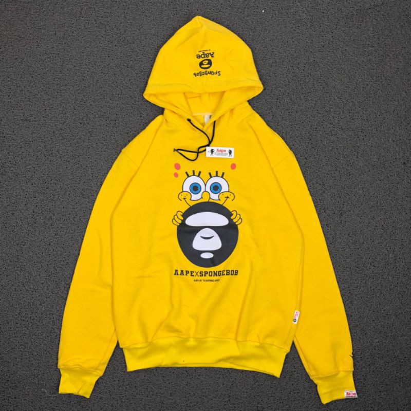 HOODIE AAPE BY A BATHING APE X SPONGEBOB SQUAREPANTS AAPE NOW PRINTED ORANGE