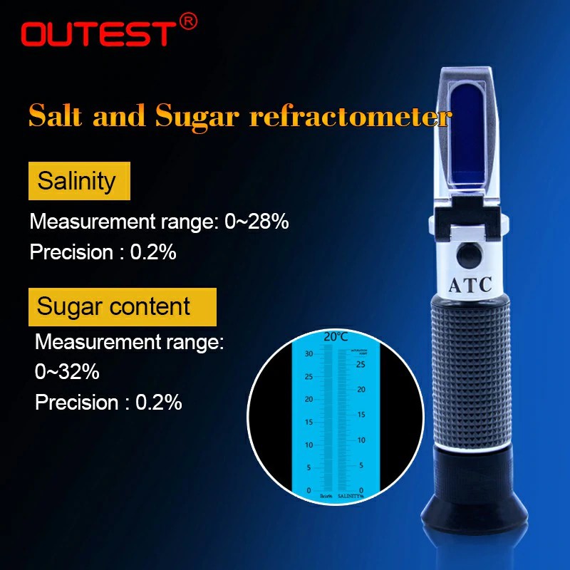Jual FREE ONGKIR Refractometro Brix 2 in 1 Food Salinity with Sugar ...