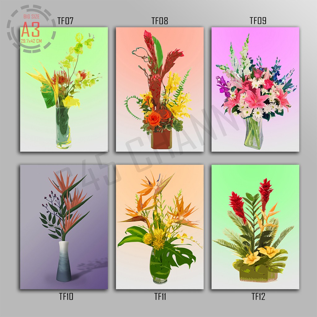 Jual TROPICAL FLOWER Poster Kayu Bunga Daun Tropis Monstera Hiasan ...