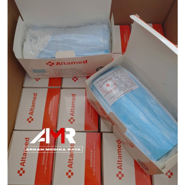 Jual FACE MASK ALTAMED 3ply / MASKER MEDIS/ EARLOP/ HIJAB / HEADLOP ...