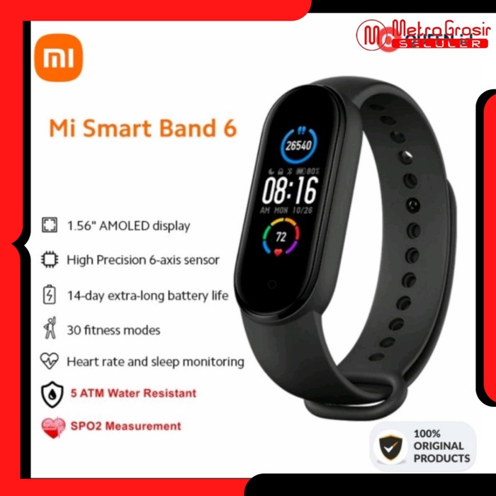 Jual Xiaomi Miband 6 SmartBand AMOLED / Mi Band 6 Smart Watch Garansi ...