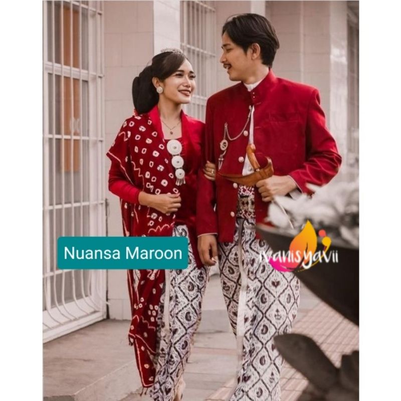 Jual (1set Prewed) Baju Prewedding / Couple Adat Jawa | Hewes Maroon ...