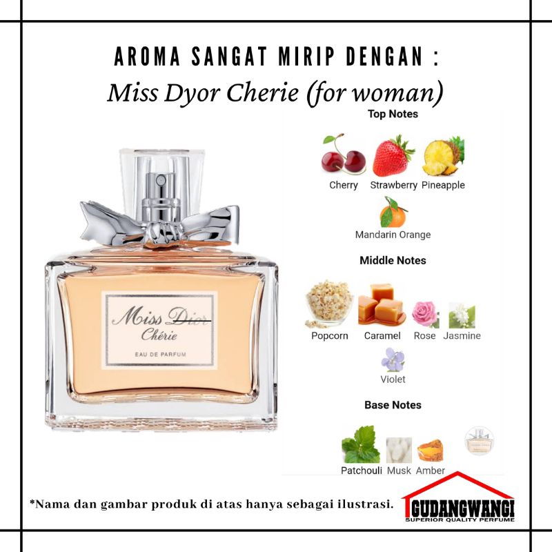 Jual Dupe MISS DYOR CHERIE MISS CHERIE MISS CHERRY FOR WOMAN Parfum Super Gudang Wangi Shopee Indonesia