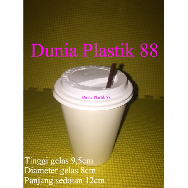 Jual Isi 50PCS/SET PAPER CUP POLOS COMPLIT gelas kertas putih 8oz ...