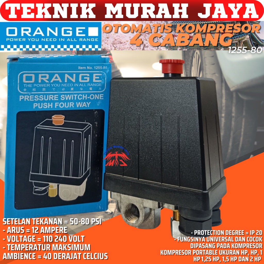Jual ORANGE Otomatis Kompresor Tombol 4 Lubang Pressure Switch ...