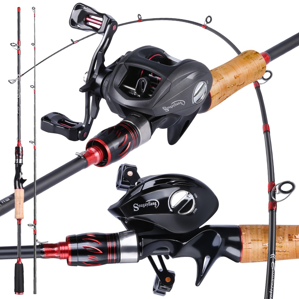 1.65M/5.4FT Casting Fishing Rod Fishing Reel Set 2 Sections Portable  Fishing Rod 12+1BB Metal Fishing Reel