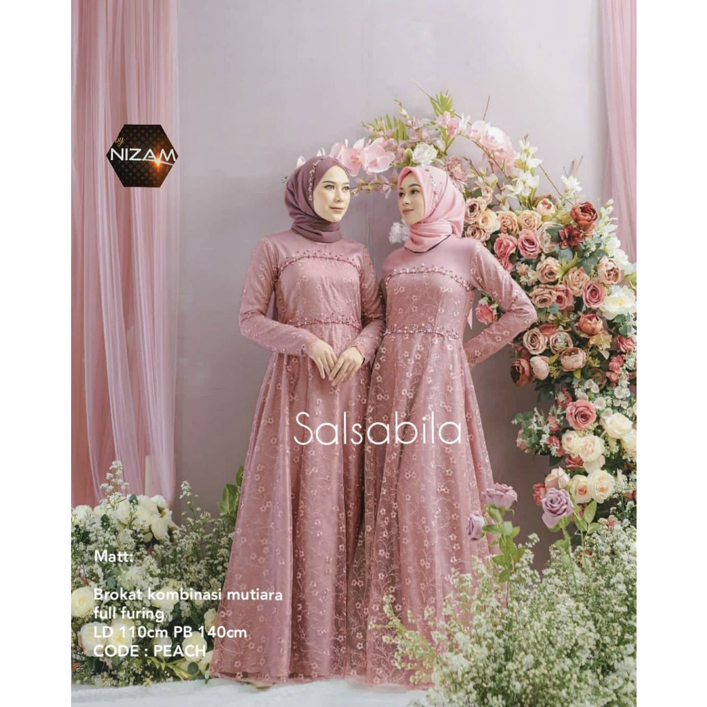 RADHIYA STORE Gamis Brokat Kondangan Model Terbaru Seragam Bridesmaid Dress  Brukat Tile