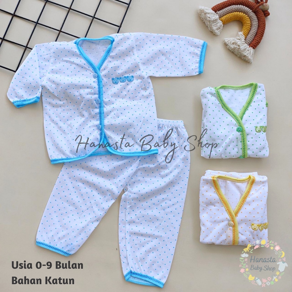 Jual Setelan Lengan Panjang Bayi Baru Lahir Putih Polka | Shopee Indonesia