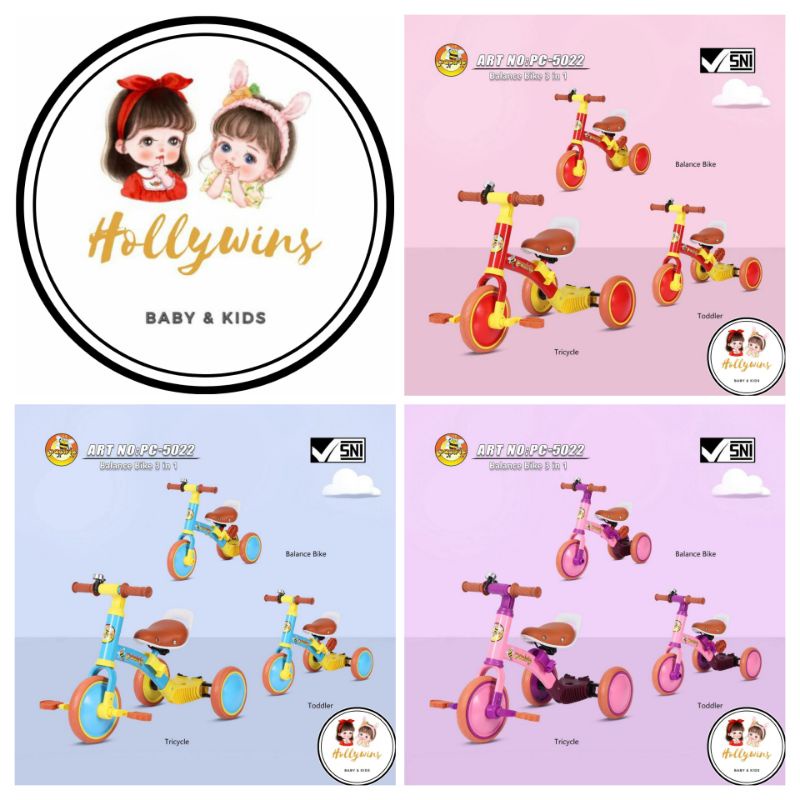 Jual Sepeda Roda Tiga Balance Bike (3 in 1) model PC5022 pacific Shopee Indonesia