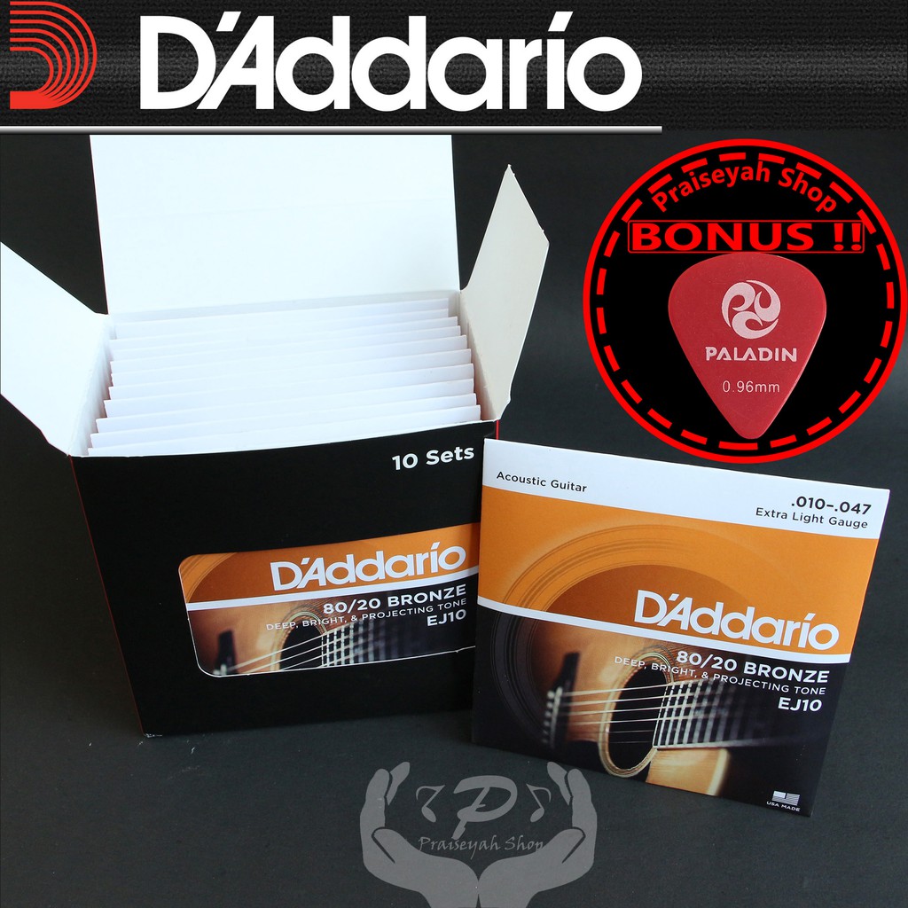 Jual Daddario EJ 10 0.10 Senar Gitar Akustik String ORI Original ...