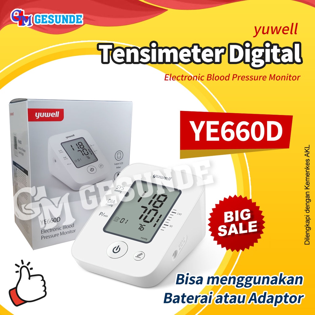 Jual Tensimeter Digital Yuwell YE660D - Alat Cek Tensi Digital - Tes ...