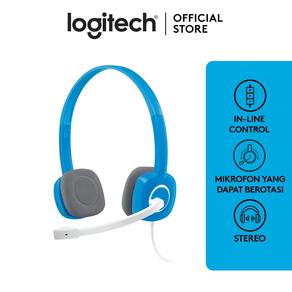 Logitech H150 Stereo Headset dengan Mikrofon Noise-Cancelling dan Dual Plug