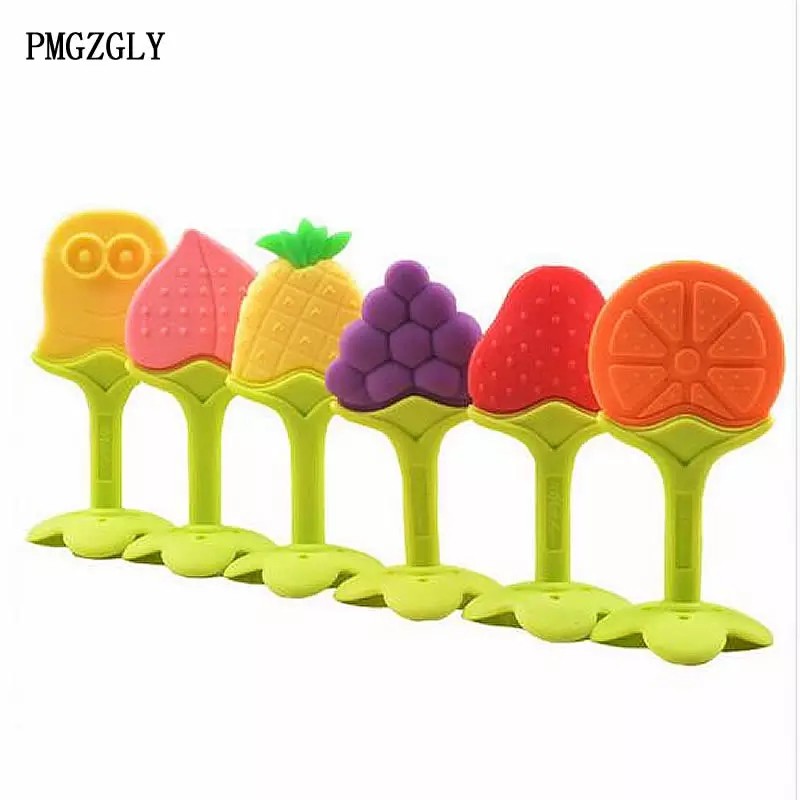 Jual Teether Gigitan Bayi Mainan Bentuk Buah Strawberry Anggur Jeruk