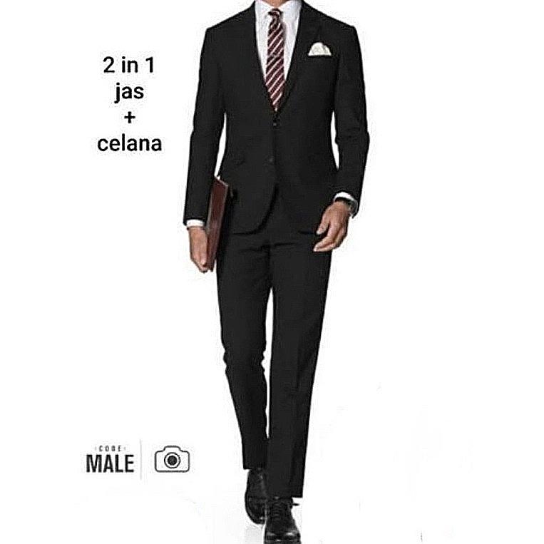 Jual Code Male 2in1 Setelan Jas Blazer Pria Dan Celana Formal Pria Hitam Premium Shopee Indonesia