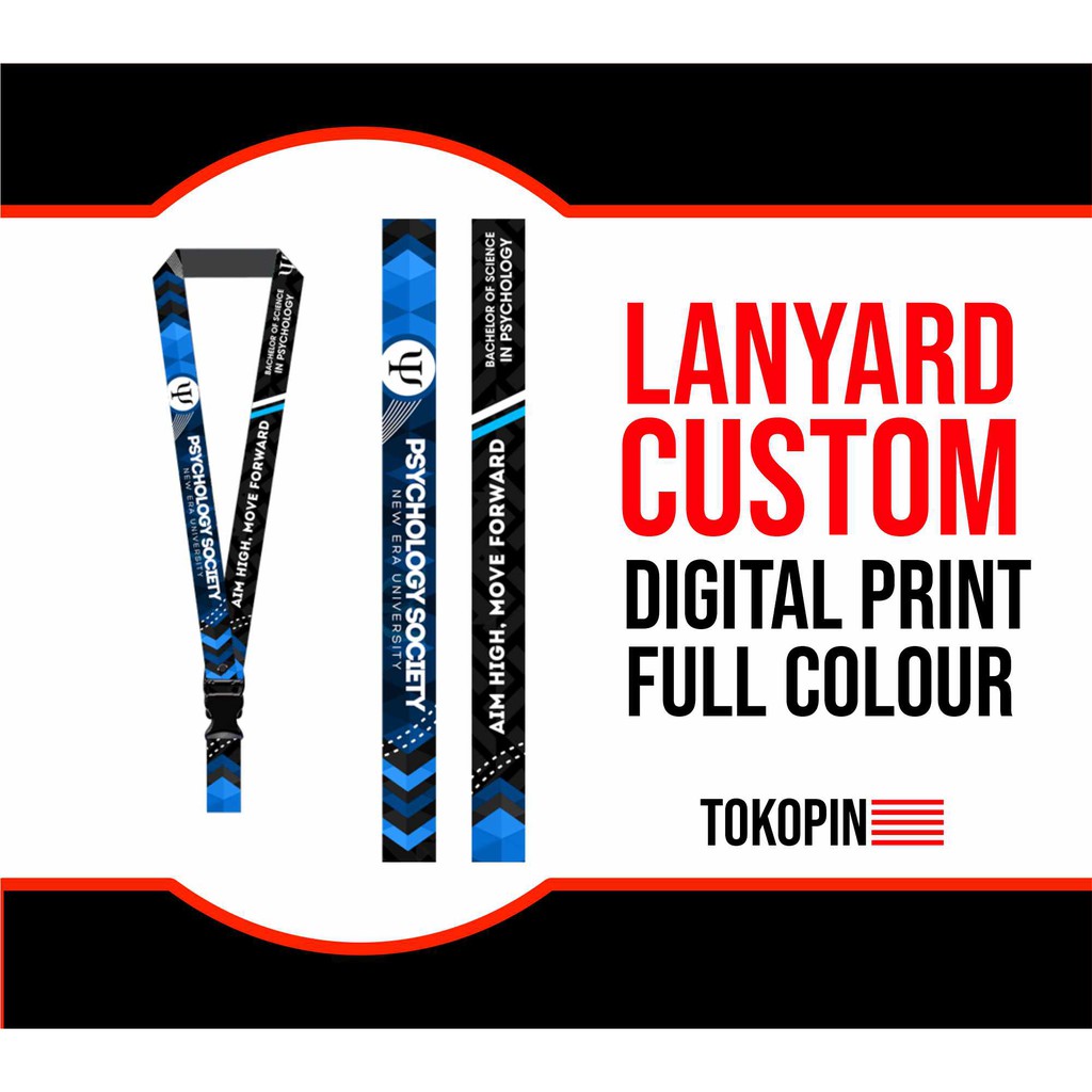 Jual LANYARD 2CM CUSTOM DIGITAL PRINT 2 Sisi Tali ID CARD / Design
