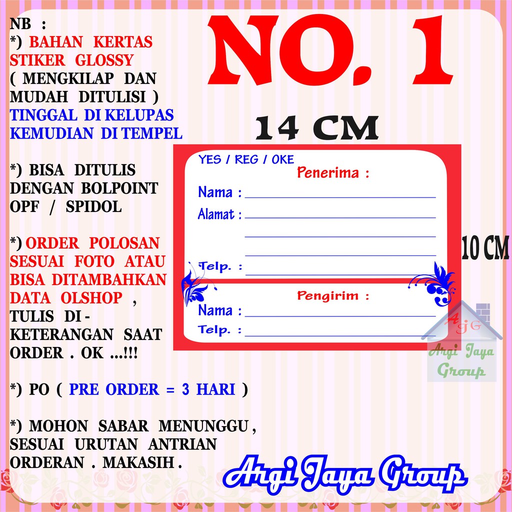 Jual Stiker Label Pengiriman / Sticker Alamat Olshop Murah Nomer 1 ...