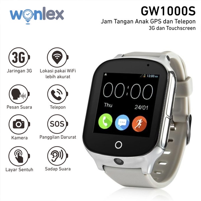 Jual BISA COD Wonlex Smart Watch Anak 3G dan Touchscreen GW1000S Hitam Shopee Indonesia