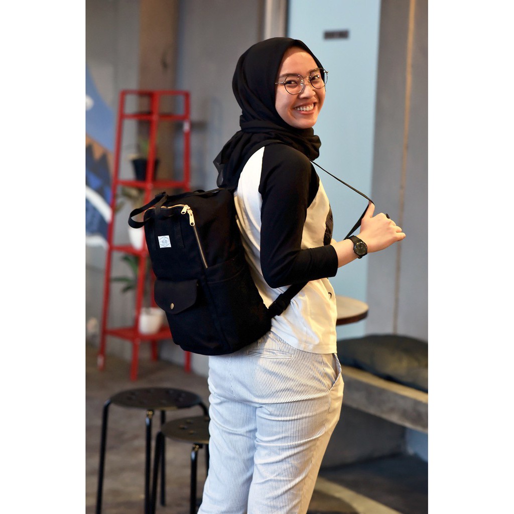 Grosir Dan Eceran Tas Laptop 14 Inch Tas Ransel Kuliah Heejou Tas Kerja  Wanita - Hitam