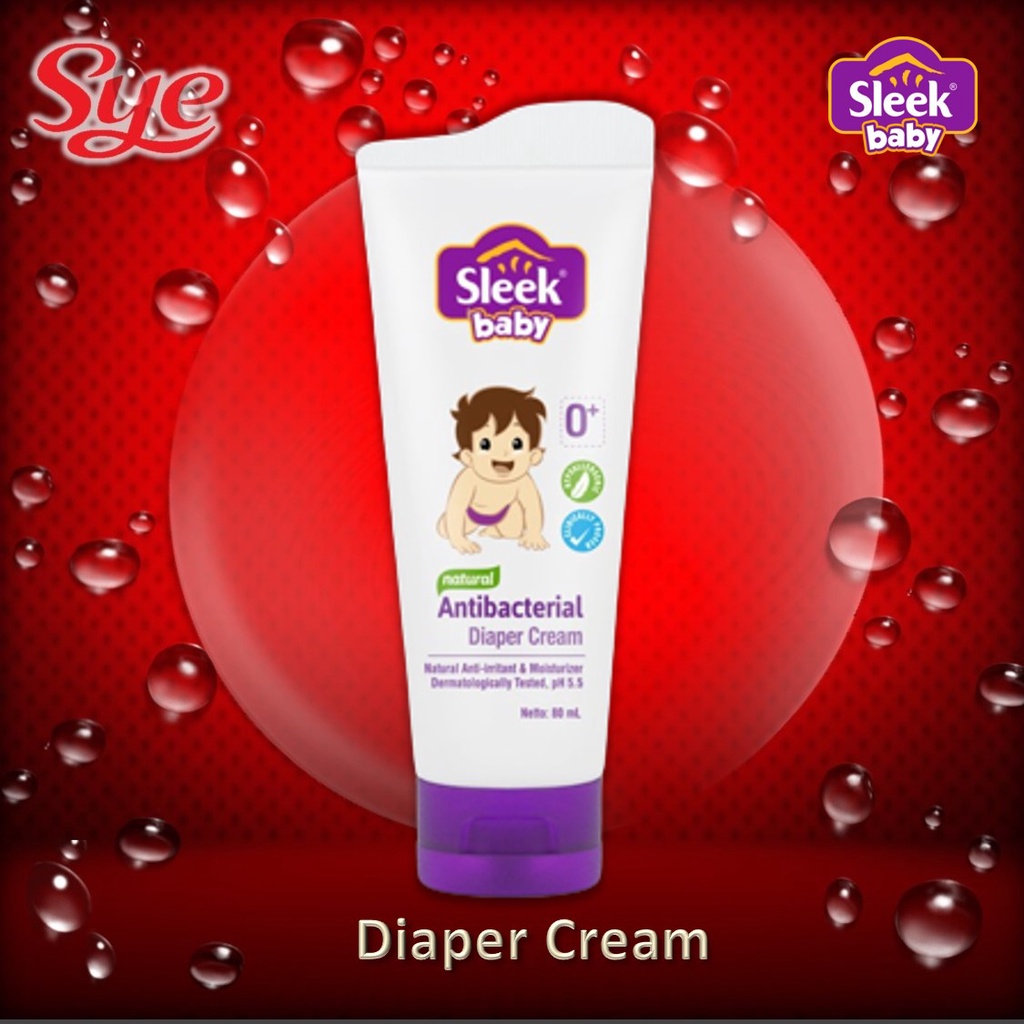 Jual Sleek Baby Antibacterial Diaper Cream Isi 80Ml / Krim Popok Sleek