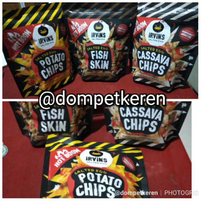 Jual IRVINS SALTED EGG FISH SKIN, POTATO CHIPS, CASSAVA CHIPS HOT BLOOM ...