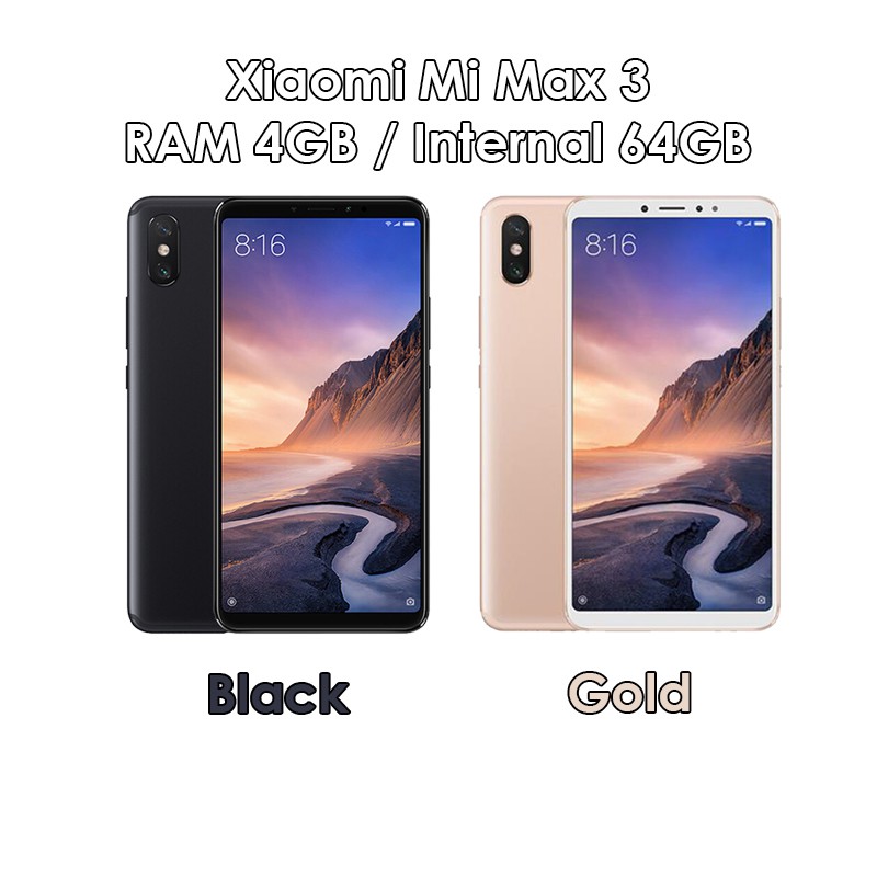 Jual Xiaomi Mi Max 3 - RAM 4GB ROM 64GB (4/64) - Black / Gold  