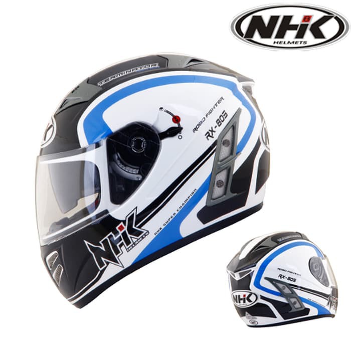 Jual Helm NHK Terminator Akura White List Blue Full Face Visor | Shopee ...
