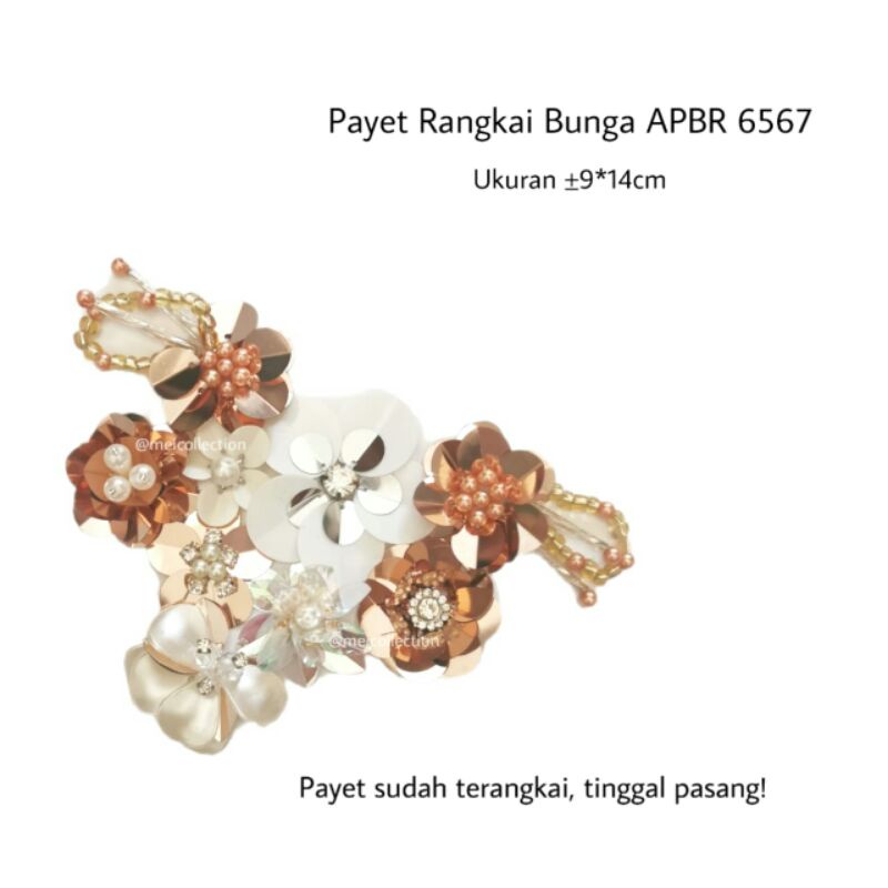 Jual Payet Rangkai Bunga 3d Apbr 6567 Rose Gold Off White Shopee