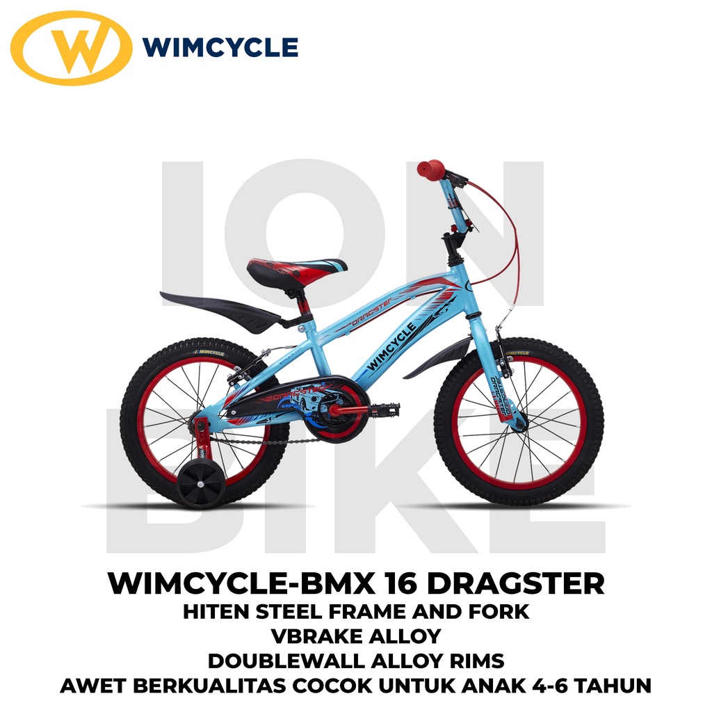 Jual Bmx 16 Wimcycle Dragster Blue Yellow Terbaru Sepeda Anak Cowok Wim ...