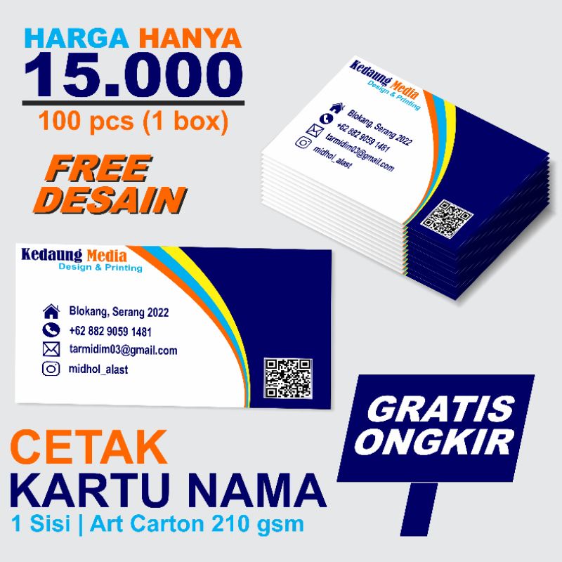 Jual Cetak Kartu Nama Custom Murah Sehari Jadi 1 Box (Isi 100 Pcs ...