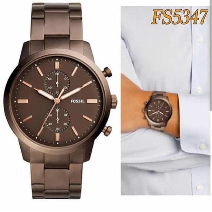 Jual Big Sale Jam Pria Merek Fossil TownsMan FS5347 FS 5347 Brown Original 4.4cm Garansi 1 th Shopee Indonesia