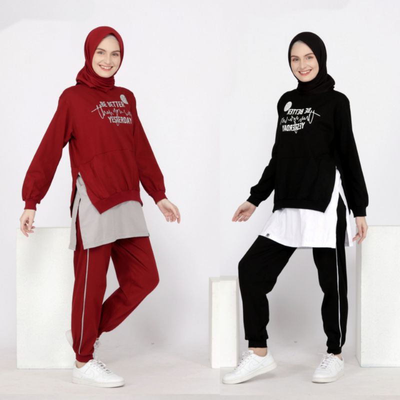 Jual Setelan Baju Olahraga Wanita Muslim Jumbo Senam Sepeda Muslimah ...