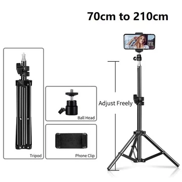 Portable 210cm Tripod Adjustable Stand Live Camera Selfie Phone Holder 2.1m K3 Wth Bluetooth