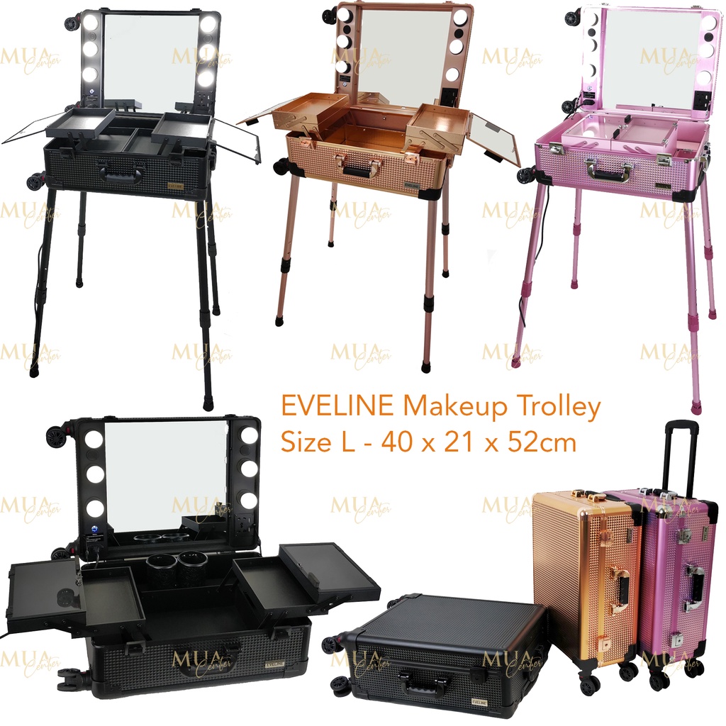 Jual Beauty Case / Troli Makeup / Koper Rias Kaca Lampu EVELINE L ...