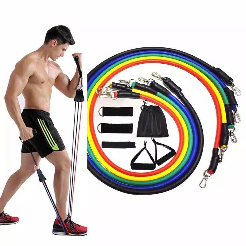 Jual pull rope resistance band elastic 11 per set yoga workout gym ...