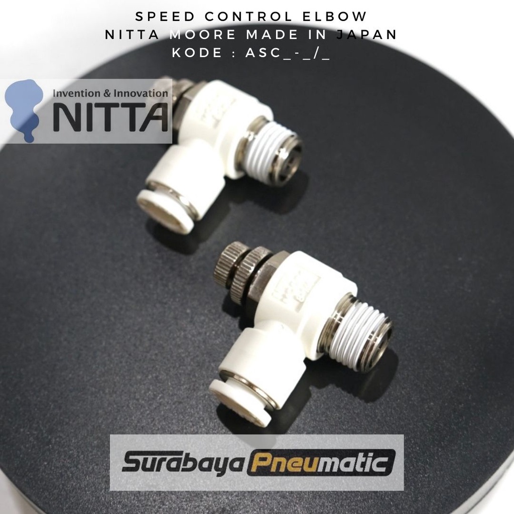 Jual NITTA MOORE - ASC8-R3/8 (OD8mm, Drat3/8)- Speed Control Elbow ...