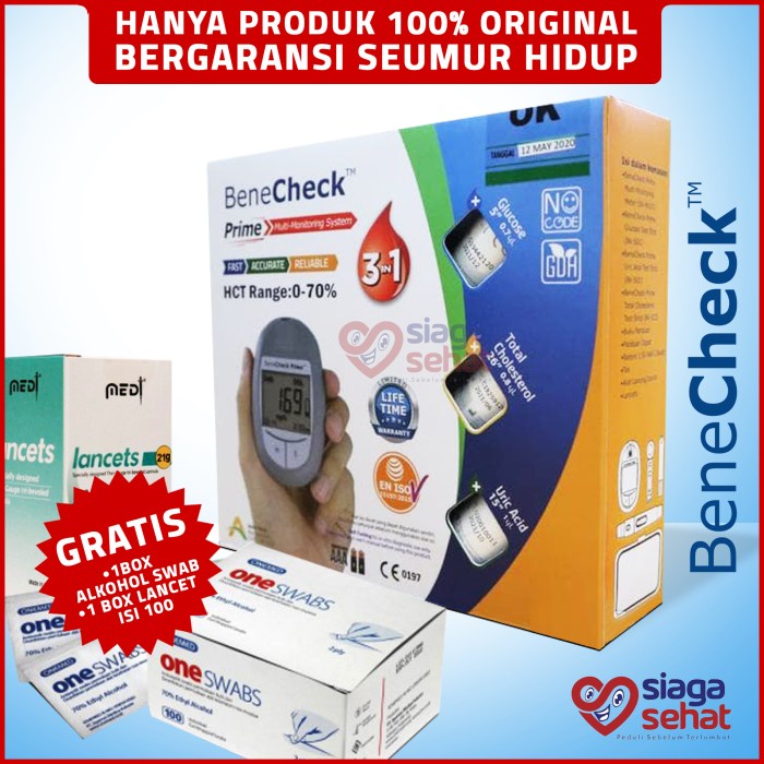 Jual Alat Cek Gula Darah Kolesterol Asam Urat BeneCheck PRIME 3 In 1 ...