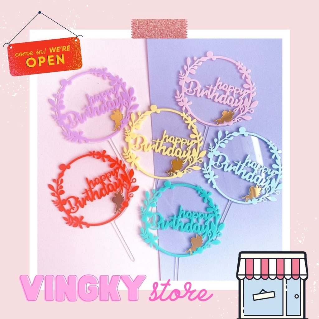 Jual Topper Kue Akrilik / Cake Topper Acrylic Happy Birthday Peri ...