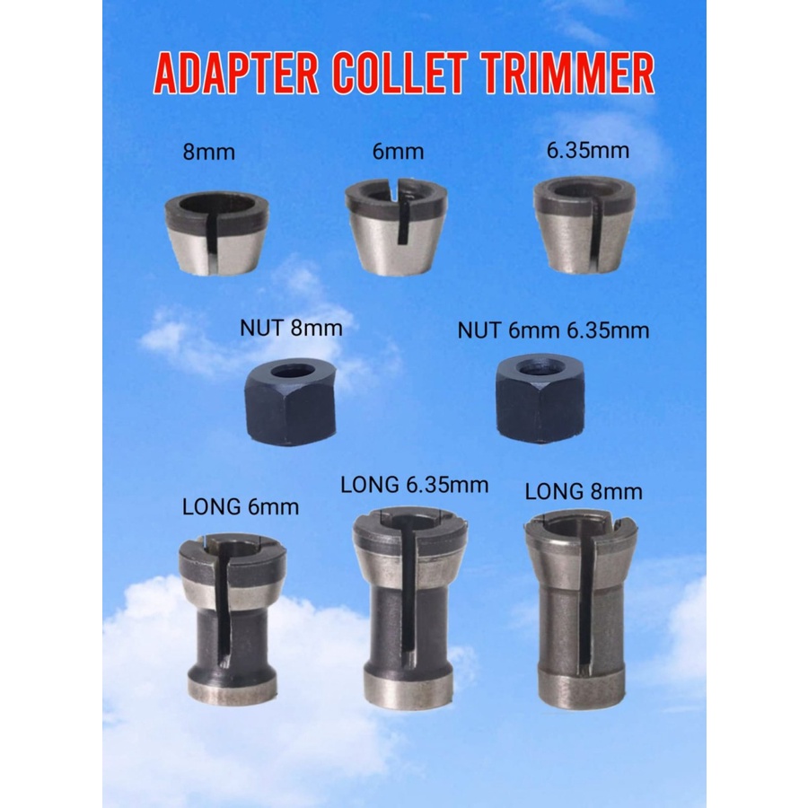 Jual ms7 Adapter collet chuck router Trimmer 6mm 6.35mm 8mm | Shopee ...