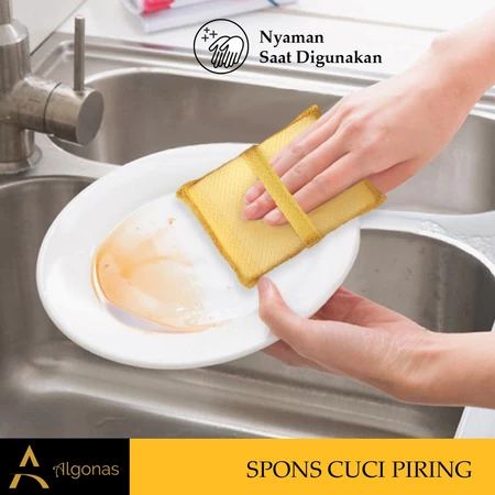Spon Cuci Piring Busa Tebal Awet Tahan Lama Ada Tali Pengait 10x12x3 cm