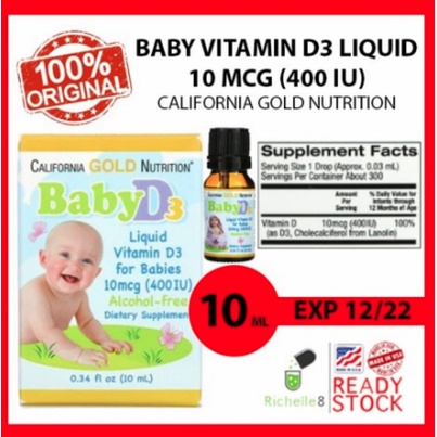 Jual california gold nutrition Baby Vitamin D3 Liquid, (400 IU) 10 ml ...