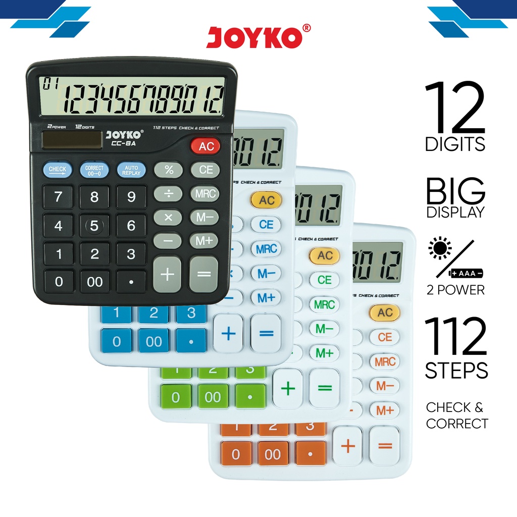 JOYKO Calculator Kalkulator CC-8 12 Digits Check & Correct