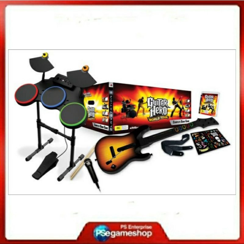 Jual Wii Guitar Hero World Tour Complete Band bundle (Guitar, Drums