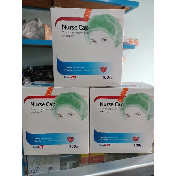 Jual Nurse Cap Topi Perawat Penutup Kepala Non Woven OneMed Box 100pcs ...