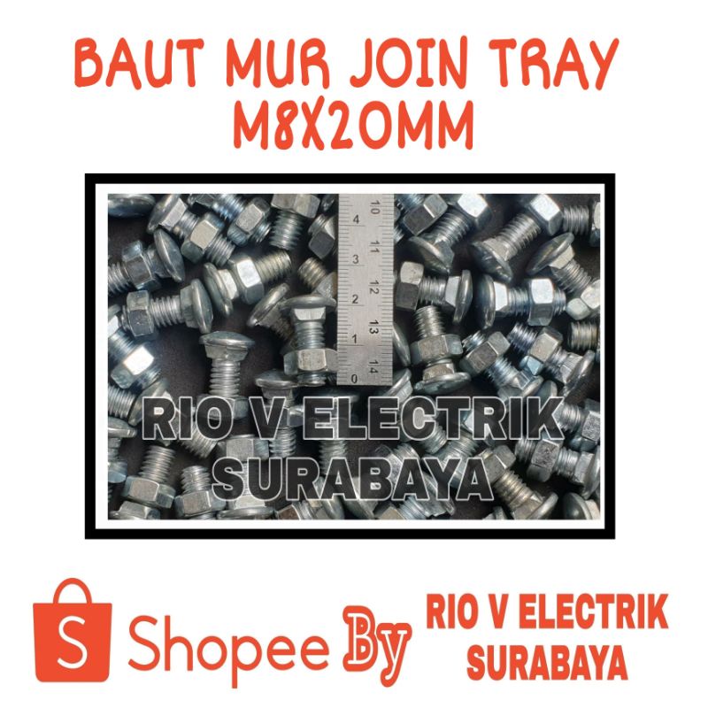 Jual BOLT + NUT JOINT TRAY M8 X 20mm / mur baut Ladder payung m8x2cm 3/ ...