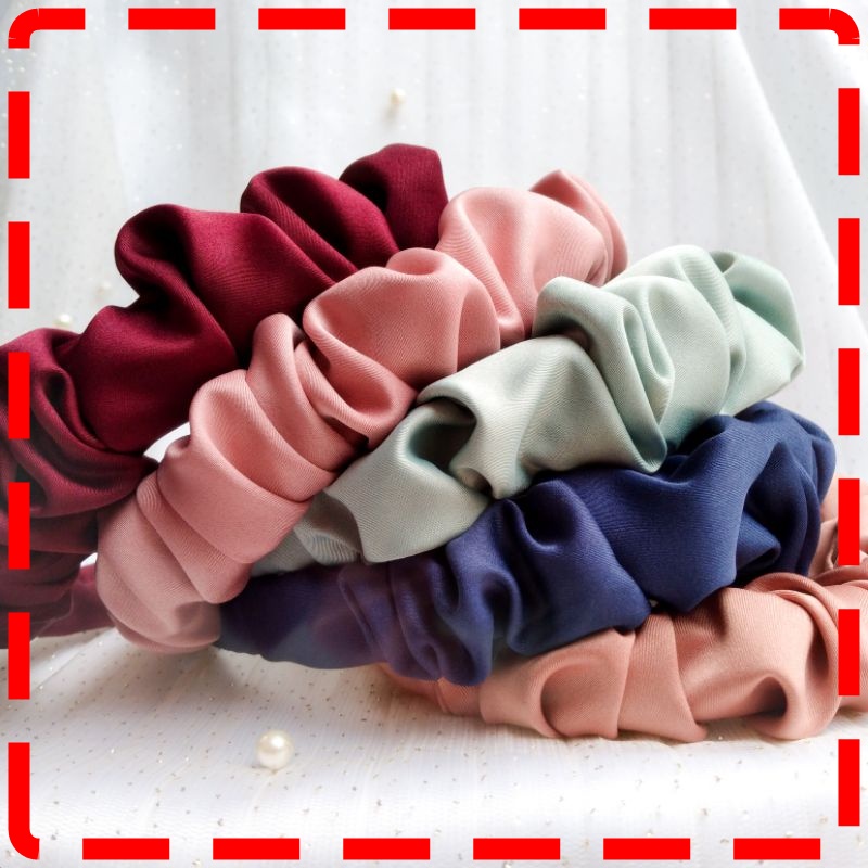 Jual Bando Korea Bando Awan Scrunchie Nagita Headband Satin Kerut Shopee Indonesia 