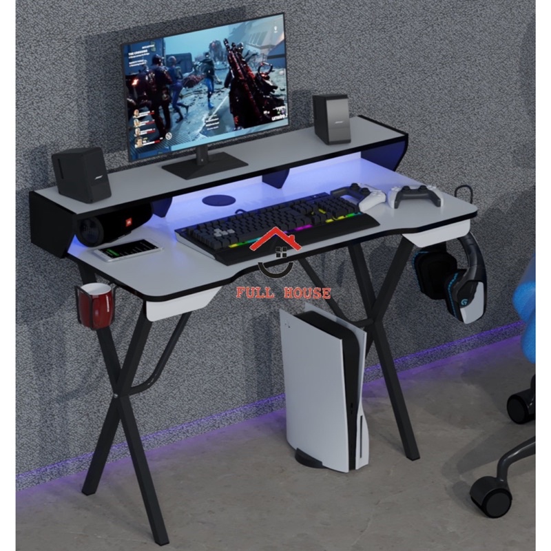Jual meja gaming meja komputer dengan Lampu LED dan kaki besi termurah ...